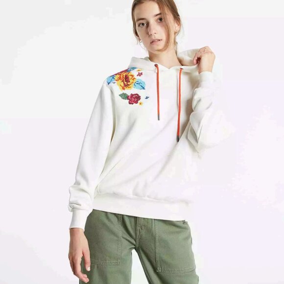 Vans Anaheim Factory Needlepoint/Embroidered Floral Hoodie White Size XS NWT - Picture 2 of 14